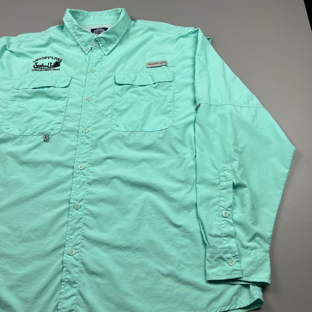 Panama Jack Fishing Shirt Mens XXL Green Long Sleeve Vented Guide UPF50 PJFS1810